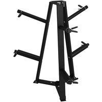 SPORTNOW Weight Rack, Olympic Weight Tree for 5cm Weight Plates and Barbell Bar with 6 Fasten Clamps for Home Gym Storage, 300kg Capacity
