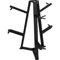 SPORTNOW Weight Tree Weight Rack for 5cm Weight Plates and Barbell Bar with 6 Fasten Clamps, 300kg Capacity