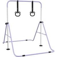 Homcom Adjustable Height Foldable Kids Gymnastics Bar With Non-slip Mats, Purple
