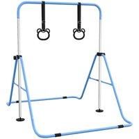 Homcom Adjustable Height Foldable Kids Gymnastics Bar With Non-slip Mats, Blue