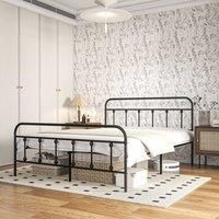 Homcom 4Ft Metal Double Bed Frame W Storage Black