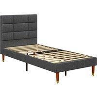 Homcom 3Ft Upholstered Single Bed Frame W/ Wooden Slat No Box Spring Needed