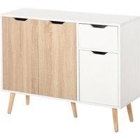 HOMCOM Sideboard Floor Standing Storage Cabinet with Drawer for Bedroom, Living Room, Home Office, Natural