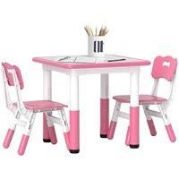 Aiyaplay 3 Pcs Height Adjustable Kids Table And Chair Set For Playroom - Pink