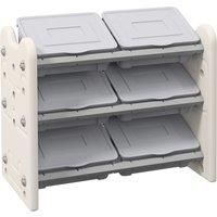 AIYAPLAY 3 Tier Kids Toy Storage Units with 6 Storage Boxes, 76 x 37 x 60cm, Grey