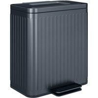 HOMCOM Dual Kitchen Bin, 2 x 20L Double Bin for Recycling and Waste, Fingerprint-proof Pedal Bin with Soft-Close Lid, Removable Inner Buckets, Black