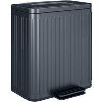 HOMCOM Dual Kitchen Bin, 2 x 20L Double Bin for Recycling and Waste, Fingerprint-proof Pedal Bin with Soft-Close Lid, Black Aosom UK