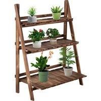 Outsunny Wooden Folding Flower Pot Stand 3 Tier Garden Planter Display Ladder Gardener Storage Shelves Rack Herb Holder (80L x 37W x 93H (cm))