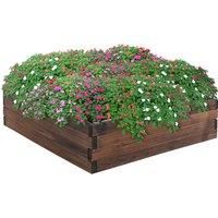 Outsunny Garden Wooden Raised Bed Planter Grow Containers For Outdoor Patio Plant Flower Vegetable 80L x 80W x 22.5H cm