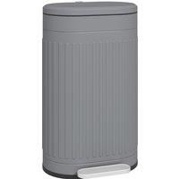 HOMCOM 30 Litre Pedal Bin, Fingerprint Proof Kitchen Bin with Soft-close Lid, Metal Rubbish Bin with Foot Pedal, Grey Aosom UK