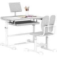 AIYAPLAY Height Adjustable Kids Desk and Chair Set with Tilted Desktop Grey, none