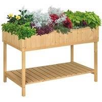 Outsunny Garden Wooden Planters, Flower Box Raised, Rectangular 8 Compartment Plant Stand, Oak Tone
