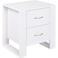 HOMCOM 2 Drawer Modern Boxy Bedside Table w/ Handles Elevated Base Melamine Coating Bedroom Storage Furniture Night Stand Organisation White