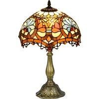 HOMCOM Stained Glass Bedroom Table Lamp, Handcrafted Artisan Collectible, Bedside Light, Multi-Coloured, Zinc Alloy Aosom UK