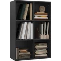HOMCOM Six-Cube Bookcase - Black Wood Effect Aosom UK