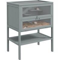 Wooden Hamster Cage w/ Shelf, Openable Top for Gerbils, 60 x 40 x 80cm