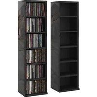 HOMCOM 204 CD Media Display Shelf Unit Set of 2 Blu-Ray Tower Rack w/Adjustable Shelves Bookcase Storage Organiser, High Gloss Black