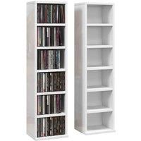 HOMCOM 204 CD Media Display Shelf Unit Set of 2 Blu-Ray Tower Rack w/Adjustable Shelves Bookcase Storage Organiser, High Gloss White