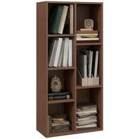 HOMCOM Bookcase Industrial Bookshelf Free Standing Display Cabinet Cube Storage Unit for Home Office Living Room Study Walnut
