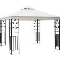 Outsunny 3 x 3m Outdoor Garden Steel Gazebo with 2 Tier Roof, Patio Canopy Marquee Patio Party Tent Canopy Shelter Vented Roof Decorative Frame Cream