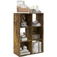 Homcom Storage Cabinet Bookcase 6 Cube For Home Office, Rustic Brown