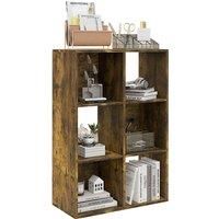 HOMCOM 3-tier 6 Cubes Storage Unit Particle Board Cabinet Bookcase Organiser Home Office Shelves Rustic Brown Aosom UK