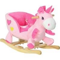 Kids Rocking Horse Ride on Unicorn with Songs, Wooden Base, Seat Belt