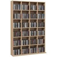 HOMCOM 480 CD / 312 DVD Storage Shelf Rack Media Storage Unit Shelves Racks Wooden Bookcase Display Unit with Adjustable Shelves, 89 x 130.5 cm, Natural Wood Finish