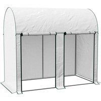 Outsunny Walk-In Greenhouse with Zipped Roll Up Doors, Small Greenhouse with Plastic Cover and Arched Top for Tomatos, Flowers, Vegetables and Herbs, 200 x 100 x 178cm, White