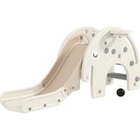 3 in 1 Toddler Slide with Basketball Hoop, Climber, Elephant-Themed