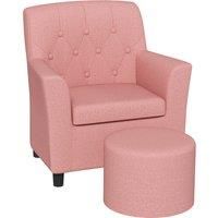 AIYAPLAY 2PCs Kids Sofa Set with Footrest, for Playroom, Bedroom, Pink Aosom UK