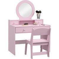 AIYAPLAY Kids Dressing Table Set Kids Make up Table with Stool and Mirror, Storage Drawers, Gift for Aged 3-8 Aosom UK
