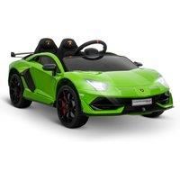 HOMCOM Compatible 12V Battery-powered Kids Electric Ride On Car Lamborghini Aventador Sports Racing Car Toy with Parental Remote Control Music Green