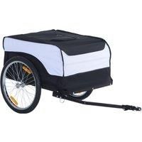 HOMCOM Folding Bike Trailer Cargo in Steel Frame Extra Bicycle Storage Carrier with Removable Cover and Hitch (White and Black)