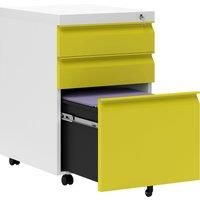 Vinsetto 3 Drawer Filling Cabinet, Mobile Metal File Cabinet with Anti-tilt Design for Letter, A4, Legal Size, Yellow Aosom UK