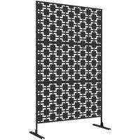 Outsunny 6.5FT Metal Outdoor Privacy Screen Panel w/ Stand, Grid Style