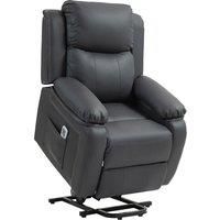 HOMCOM Electric Power Lift Recliner Chair Vibration Massage Reclining Chair with Remote Control and Side Pocket, Dark Grey