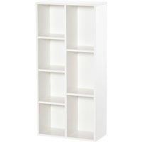 HOMCOM Seven-Cube Bookcase - White Wood Effect