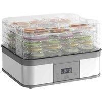 HOMCOM 5 Tier Food Dehydrator, 245W Stainless Steel Food Dryer Machine with Adjustable Temperature, Timer and LCD Display for Drying Fruit, Meat, Vegetable, Jerky and Pet Treat, Grey