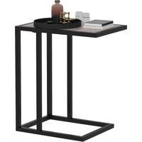 HOMCOM C Shape End Table w/Metal Frame Marble-Effect Top Sofa Side Table Narrow Snack Coffee Table for Living Room, Grey Marble Effect