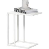HOMCOM C Shape Bedside Table w/Metal Frame Wood-Effect Top Sofa Narrow Snack End Table for Living Room, White