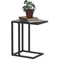 HOMCOM C Shape Bedside Table w/Metal Frame Wood-Effect Top Sofa Narrow Snack End Table for Living Room, Black