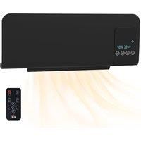 HOMCOM Electric Heater, 2000W Wall Mounted Space Heater with Remote Control, 2 Modes, Timer, Oscillation, Overheat Protection, Ceramic Heater for Home, Black