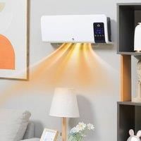 HOMCOM Electric Heater, 2000W Wall Mounted Space Heater with Remote Control, 2 Modes, Timer, Oscillation, Overheat Protection, Ceramic Heater for Home, White