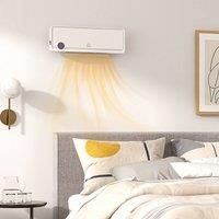 HOMCOM Wall Downflow Heater 2 Heat and Fan 1000W/2000W, Electric Space Heater with Timer Remote Oscillating, for Bedroom Home Office, White