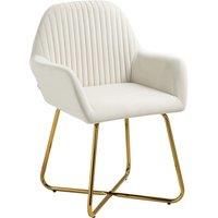 HOMCOM Modern Arm Chair Upholstered Accent Chair with Metal Base for Living Room Cream White