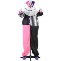 HOMCOM 173cm 68" Laughing Clown Outdoor Halloween Decoration, Halloween Animatronic with Sound Activated, Light Up Eyes, Sound Effects Aosom UK