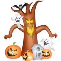 7.9FT Tall Inflatable Halloween Ghost Tree w/ Pumpkins, Ghosts and Tombstone
