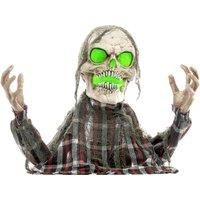 HOMCOM 70cm 28" Groundbreaker Skeleton Outdoor Halloween Decoration, Halloween Animatronic w/ Sound Activated, Light Up Eyes, Sound Aosom UK