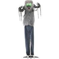 HOMCOM 210cm 83" Skeleton Werewolf Outdoor Halloween Decoration, Halloween Animatronic with Sound Activated, Light Up Eyes, Sound Effects Aosom UK